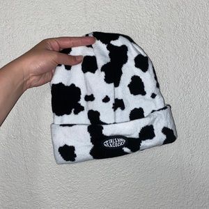 Petals and Peacocks Cowprint Beanie